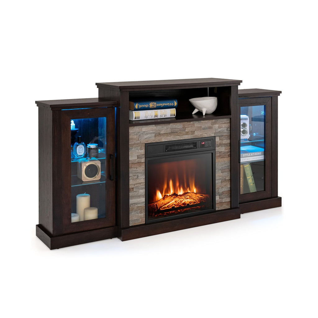 Fireplace TV Stand with 16-Color Led Lights for TVs up to 65 Inch